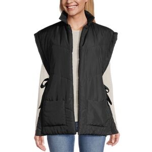 World Market Black Tie-Side Puffer Vest with Pockets🍒🍒🍒